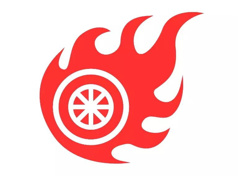 ikona koło w płomieniu
